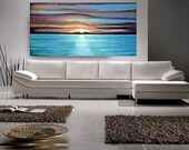 Original XL Large 36x72 Ocean Painting Abstract Art Landscape sunset painting Free shipping Modern Contemporary acrylic Painting by OTO