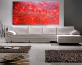 HUGE 36x72 Abstract Painting Red Home Decor Artwork Heavy Textured Modern Contemporary art Made to Order by OTO