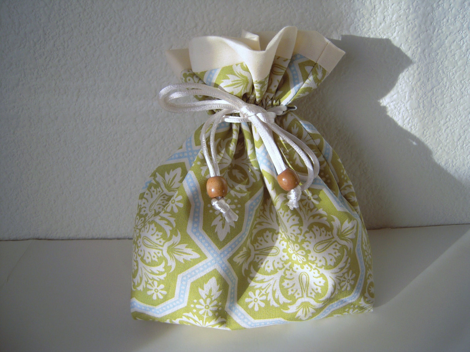 Mini Bag/Drawstring Pouch/Joel Dewberry - Heirloom - Tile Flourish in Green