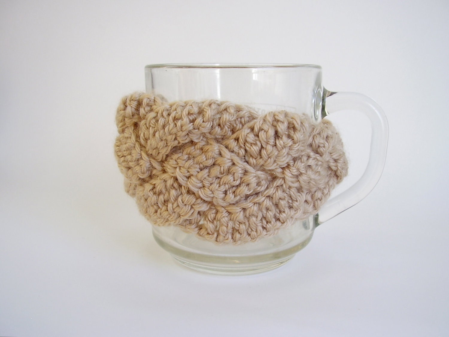 Crochet Cup Cozy in Milky Tea, Baker's Braid