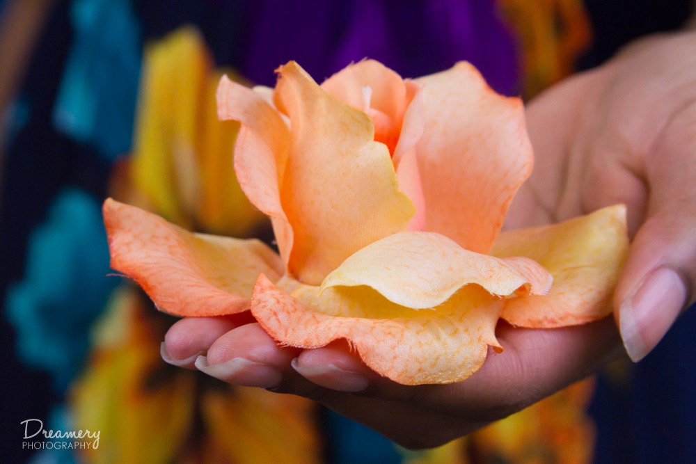 Georgia Peach Rose Flower Hair Clip