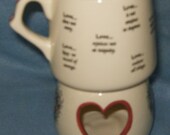 Valentines Coffee/Tea Cup with Warmer-Ceramic-6"Tall-Love Is Sayings