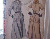 1940's dress pattern-antique "Simplicity" fashion plate dress-beautiful graphics