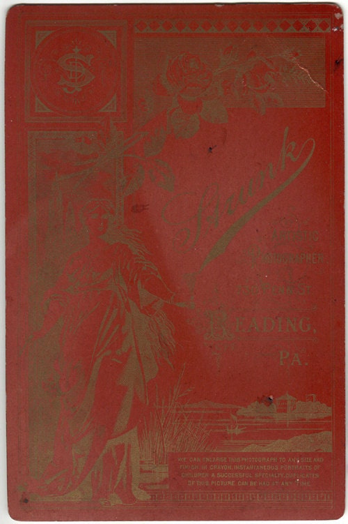 Aesthetic Art Nouveau card chinese red gold photo antique