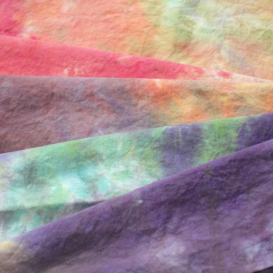 Hemp Fabric Organic Cotton RAINBOW art dyed