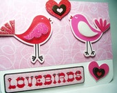 Handmade Valentine Card, Lovebirds