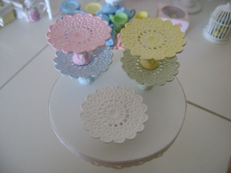 LACE CAKE STAND - Dollhouse Miniature 1/12 th Scale Shabby Chic Decor