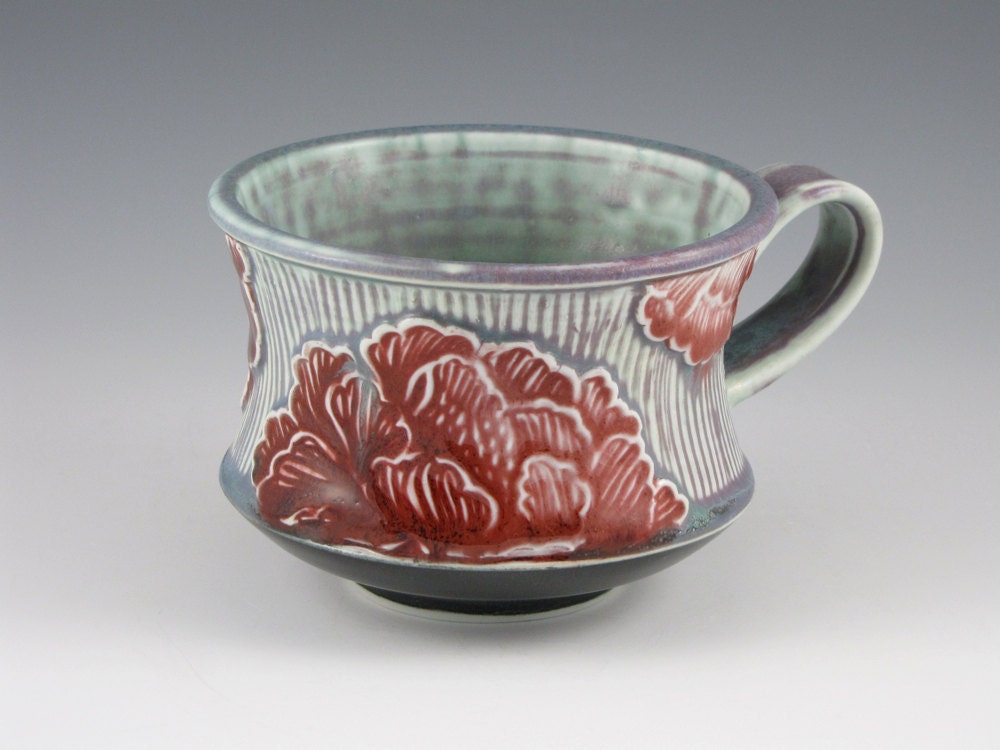 Peony Mug in Red and Purple
