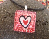 Hearts in a Heart Glass Tile Pendant