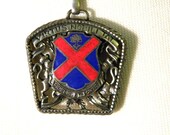 Heraldic Necklace Blue Red Enamel Vintage Jewelry Renaissance medieval