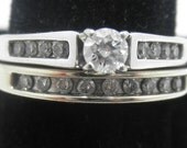 Estate Real Diamond ring wedding set stunning set not soildered 1/2 ctw  heavy