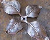 Brass Leaves Metal stamping embellishments Cold Connections Antiqued Silver 1342 - 6 pieces