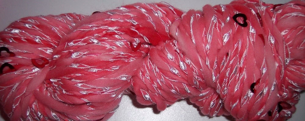 Handspun Yarn,  All My Heart Handspun Art Yarn, 122 yards, 3 ply, wool, Bulky