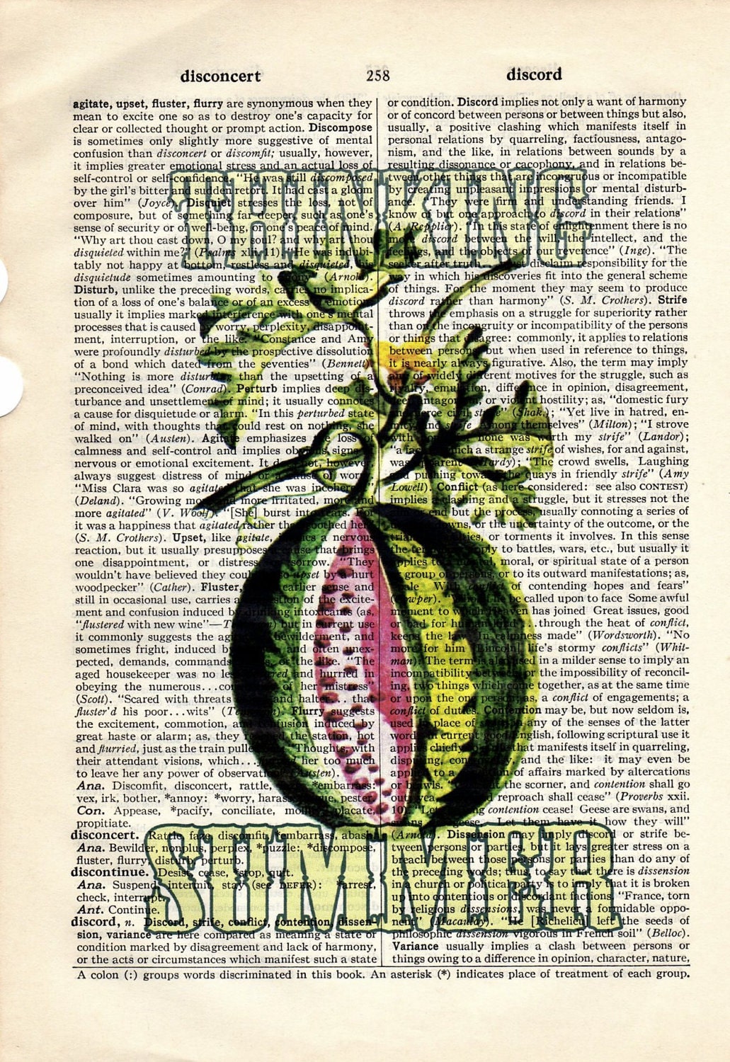 Summer Watermelon sign dictionary book page collage art print buy 3 get ANOTHER 1 freeprint print