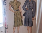 1940's antique Simplicity pattern-"Simple to Make" vintage dress pattern-two vintage variations-UNCut