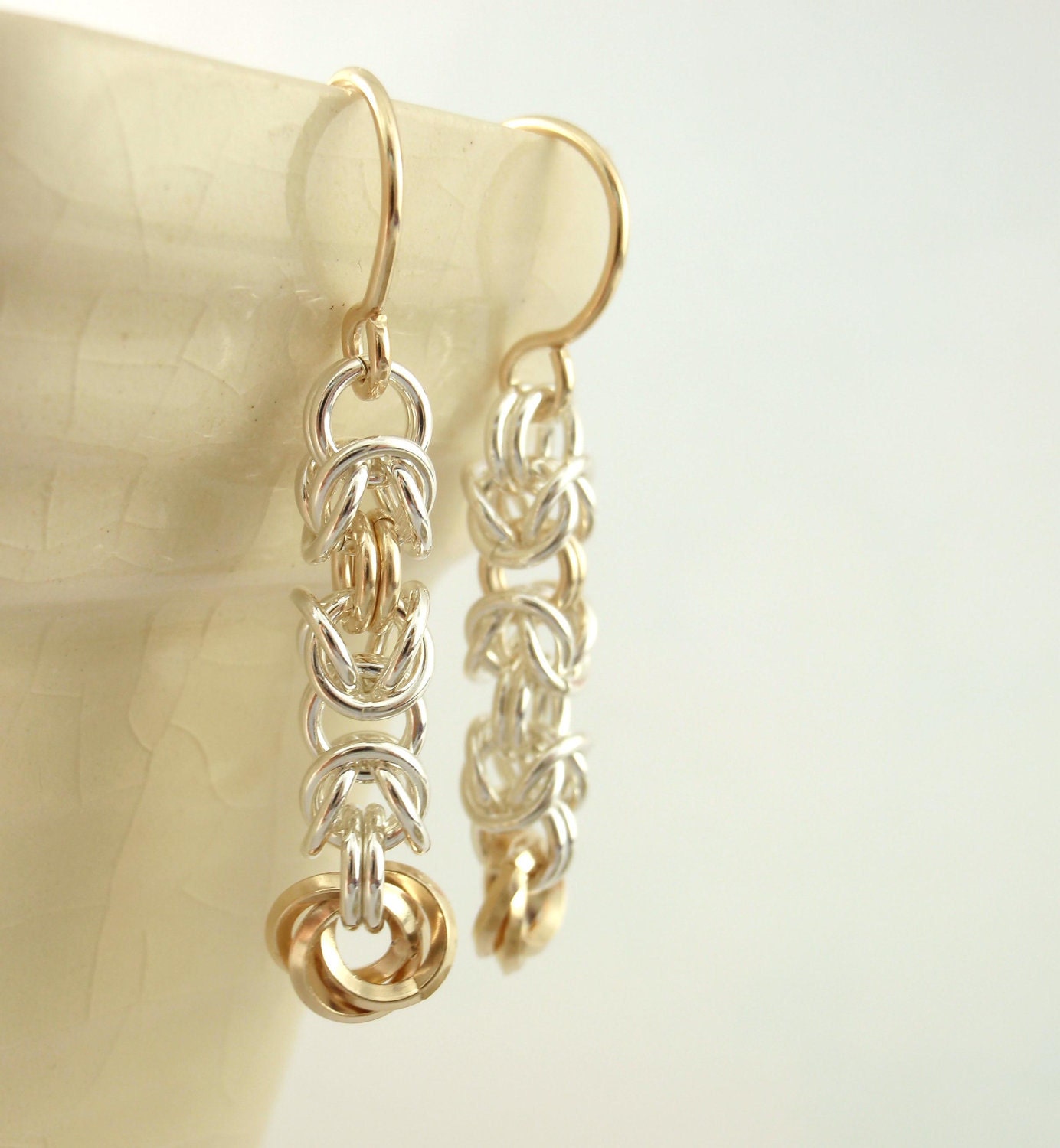 Sterling Silver and 14kt Gold Earrings - Petite Byzantine