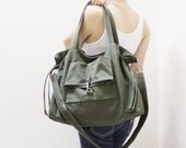 EZ Canvas Bag in Army Green-Double Strap Shoulder Bag / Tote / Cross Body Messenger