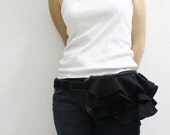 KINIES Ruffled Waist Purse in Black - Fanny Pack / Hip Bag