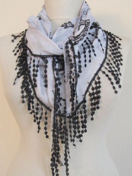 GREY  multicolor Ottoman design authentic scarf-..authentic, romantic, elegant, fashion