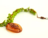 Green Crochet Necklace With Agate Pendant
