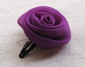 Rose hair clip, in magenta purple chiffon, small - SnippetFairy