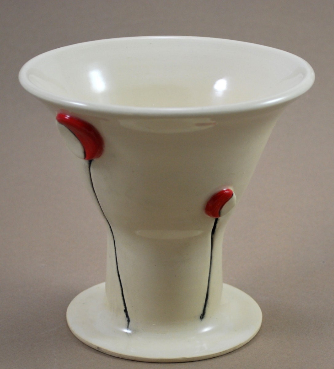 Ceramic Ice Cream or Dessert Parfait with Balloon Flowers