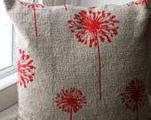 12x12 Red Dandelion Pillow Cover - KelsCozyCorner