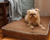 Durable Textured Brown and Teal 25x25x4" Dog Bed