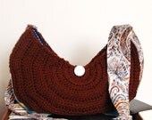 Over the shoulder crocheted hobo purse with a repurposed necktie