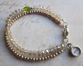 Double Strand Bracelet with Crystal, Pearl & Art Charm
