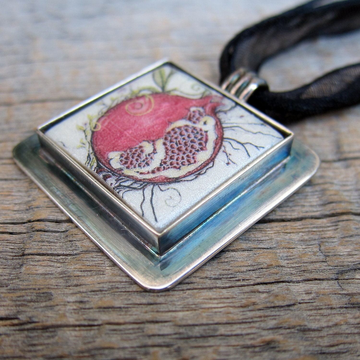 Persephone's Choice Pendant II ... Pearlized Polymer Waterslide with Organza