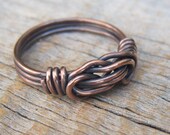 Lover's Embrace Ring Size 9 ... Wire Wrapped Antique Copper