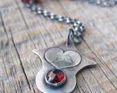 Wonderland - Queen of Hearts Pendant ... Fine Silver Card Suit with Bezel Setting