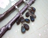 Wire Wrapped labradorite Drops on Silver Chain with Sterling Silver Lever Back Earrings - Designed by Jen Bleyer (Jape)
