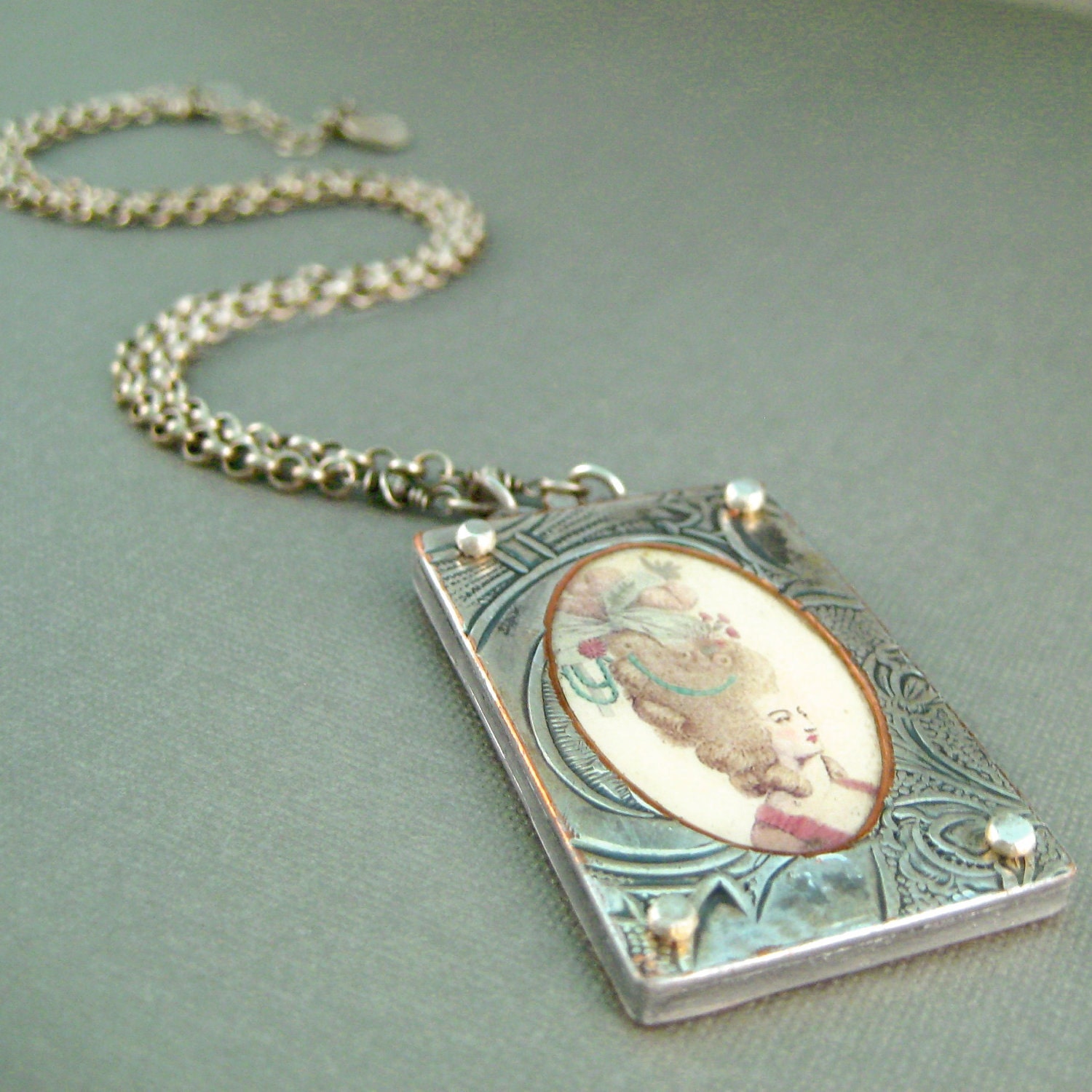 Vintage Fashion Plate Necklace By Roia O'Brien - Shrink Plastic - Upcycled And Recycled Metal