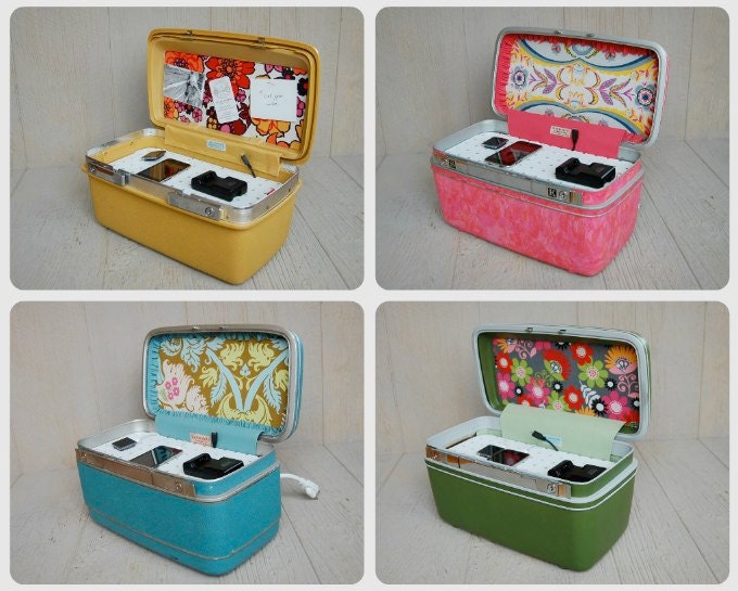 Vintage Samsonite Train Case Custom Charging Station for phones & iPods in Color of your choice
