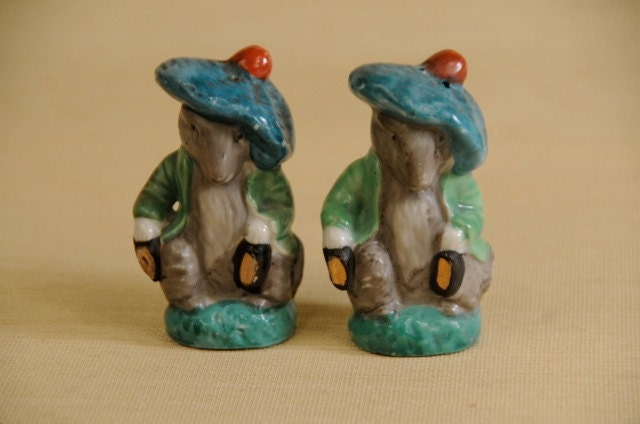 Handpainted Japanese Salt and Pepper Mice with Berets