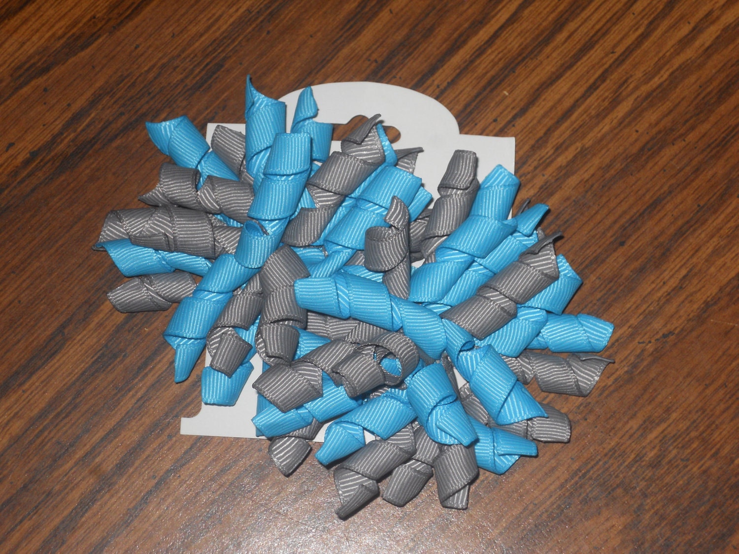 Hair Bow Set - Gray and Turquoise Korkers