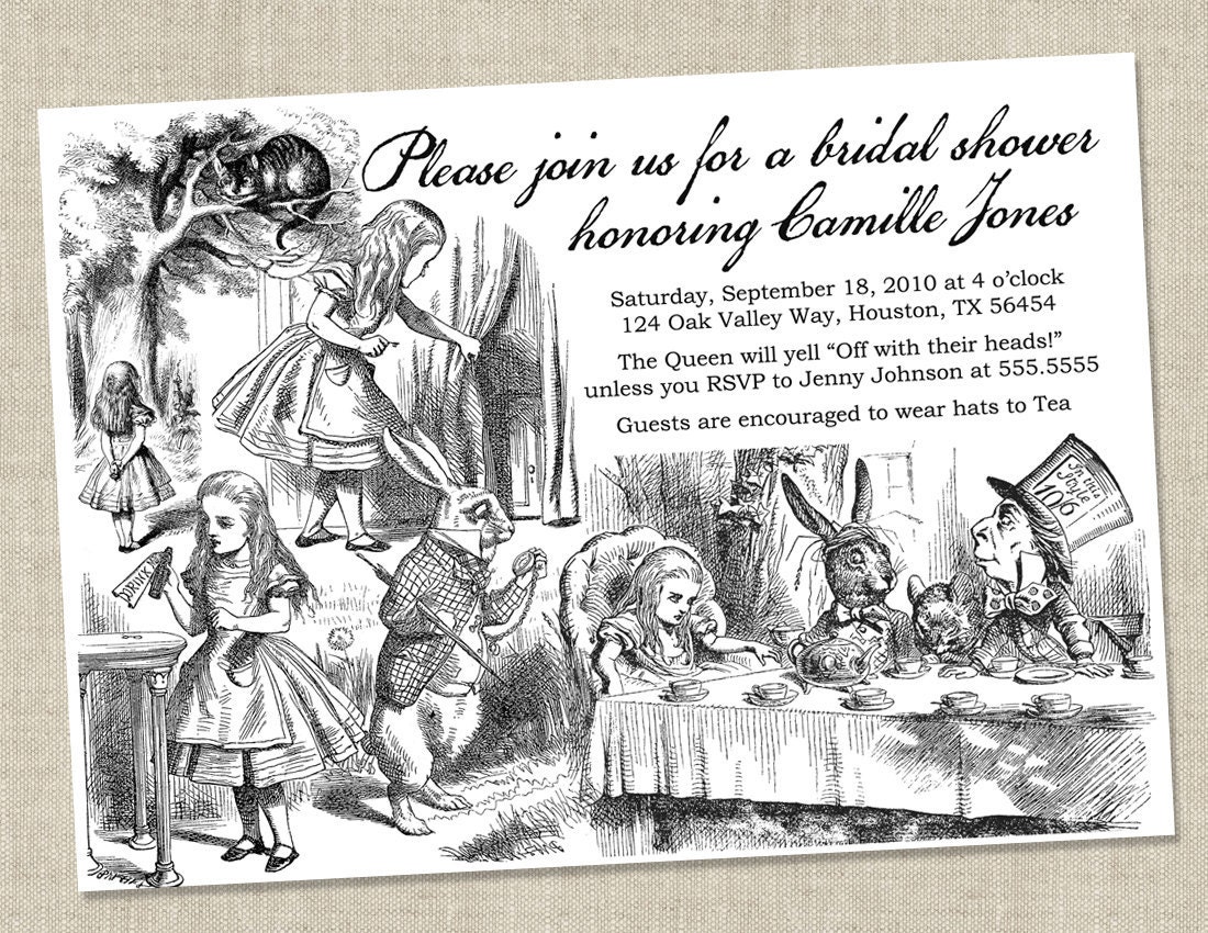 Alice in Wonderland Invitations - Baby Shower / Bridal Shower - Invites (Printable Digital File)