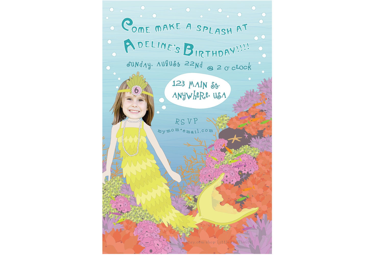 Mermaid Invitation - Personalized and Printable