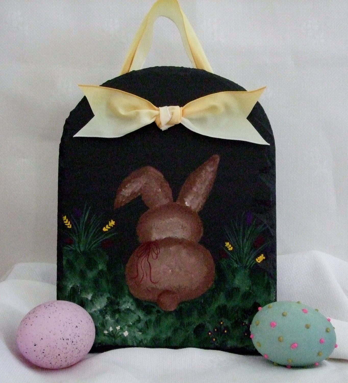 Spring Handpainted Slate Bunny