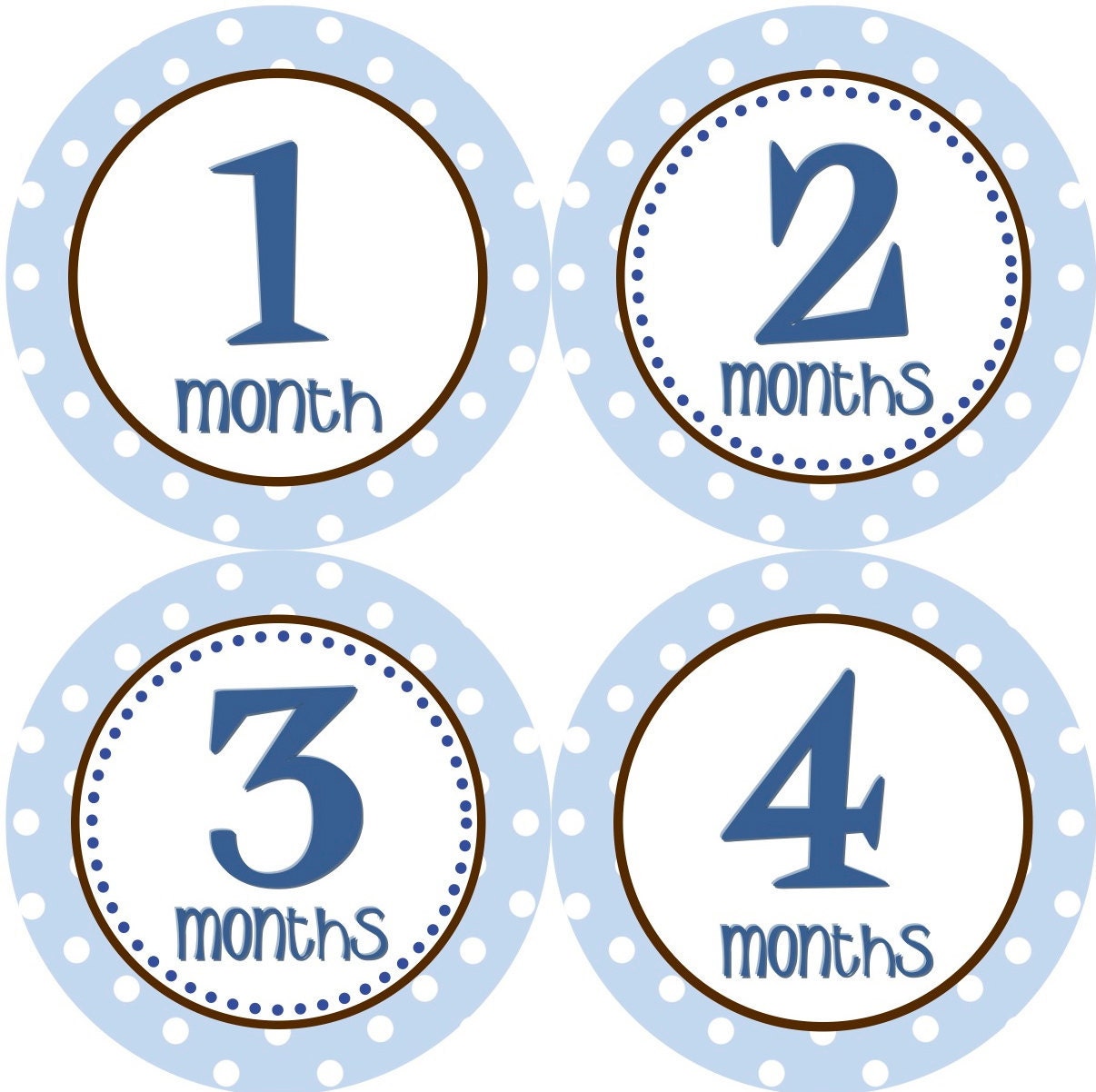 Baby Month Stickers - Boy Monthly Onesie Stickers Navy Blue Brown First Year Month Stickers Baby Shower Gift and Photo Prop Stickers Cy