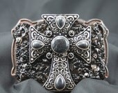 Smokey Black Quartz Buckle With A Black Cross