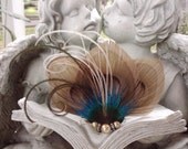 Autumn Moon - Mocha Triple Peacock Feather Fascinator Wedding/Bridal Hair Clip Fall Wedding Quick Shipping