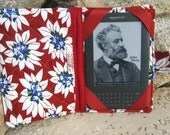 Kindle 3 eReader or Kindle Fire Cover Rasperry Red, White and Blue Floral