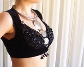 Underbust stretch vest - YOUR SIZE - black velvet