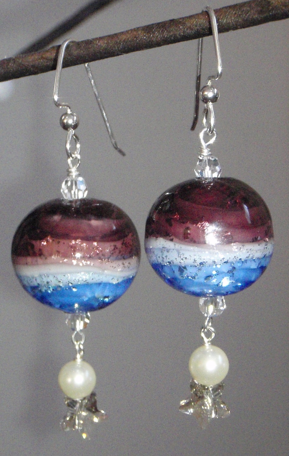 Planet "FABULOUS" earrings with crystals & pearls