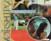 WORSHIP US - an original paper collage from recycled materials - Free Shipping