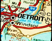 Detroit Michigan - Motown - See the USA Map Art - Travel Photography, Gift Idea