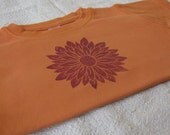 Red Flower T-shirt, Hand-Dyed, Lino cut block print, 2T Size
